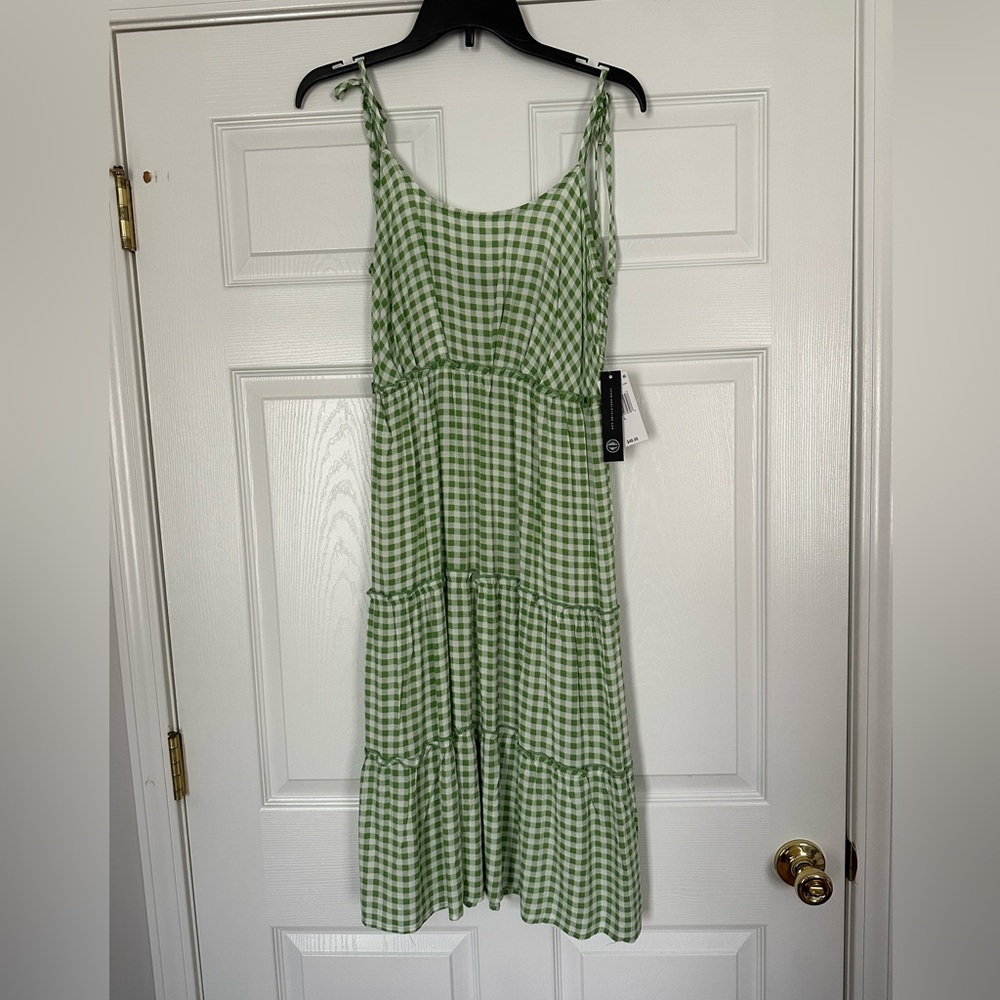 Green and white gingham dress